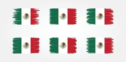 mexiko-flaggenbürstensammlung. Nationalflagge vektor