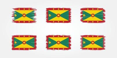 Grenada-Flagge-Pinsel-Sammlung. Nationalflagge vektor