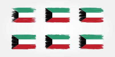 kuwait flag pinselsammlung. Nationalflagge vektor