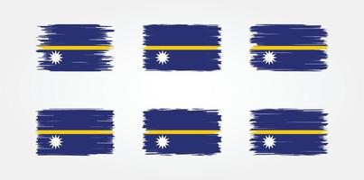 nauru flagg borst samling. National flagga vektor