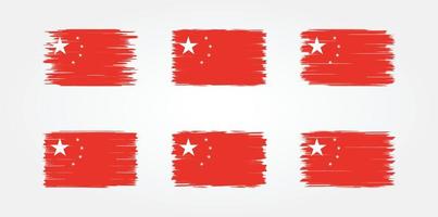 Kina flagg borst samling. National flagga vektor