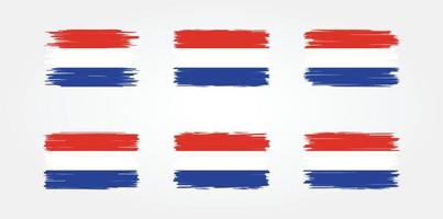 Pinselsammlung mit niederländischer Flagge. Nationalflagge vektor
