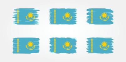 Kazakstan flagg borst samling. National flagga vektor