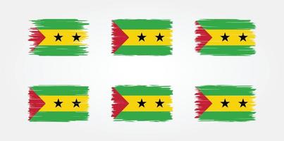 Sao Tome und Principe Flaggenbürstensammlung. Nationalflagge vektor
