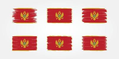 montenegro flag pinselsammlung. Nationalflagge vektor