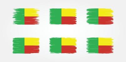 benin flag pinselsammlung. Nationalflagge vektor