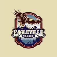 eagle ville saloon logotyp märkesmall vektor