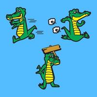 Satz von 3 lustigen niedlichen Cartoon-Alligatoren Illustration vektor