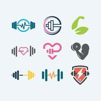 fitness logotyper samling symbol design för företag vektor