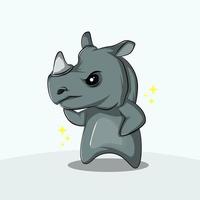 söt noshörning tecknat djur vektor