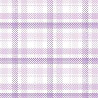 Lila und weißes schottisches gewebtes Tartan-Plaid nahtloses Muster. vektor