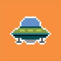 pixel art 8bit. grönt ufo vektor