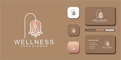 yoga och wellness logotyp med kreativ linjekonst. vektor