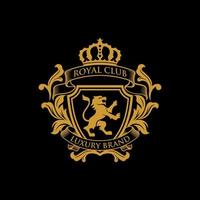 royal lyx heraldiska vapen logotyp design vektor mall