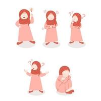 muslimisches Mädchen mit unterschiedlicher Pose vektor