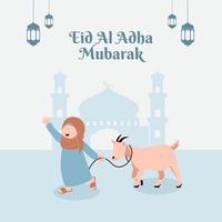 glückliches eid al adha muslimisches kind vektor