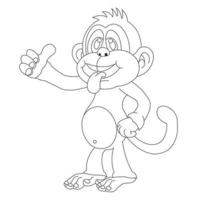 niedliche kleine Affen-Malseite für Kinder Tierumriss Malbuch Cartoon-Vektor-Illustration vektor