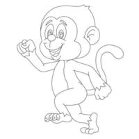 niedliche kleine Affen-Malseite für Kinder Tierumriss Malbuch Cartoon-Vektor-Illustration vektor