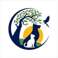 Veterinär-Logo, Katzen- und Hunde-Logo-Design, Tierpflege, Logo der Tierklinik, Tierklinik. vektor