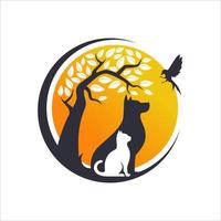 Veterinär-Logo, Katzen- und Hunde-Logo-Design, Tierpflege, Logo der Tierklinik, Tierklinik. vektor