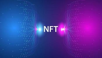 abstrakt ntf digital bildkoncept fiber digital oersättlig token den enda originalkonsten i systemet. på en modern bakgrund blå och lila futuristisk digital vektor