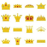 krona ikoner i platt stil vektor