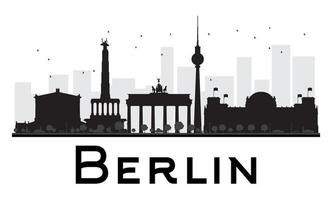 berliner stadtskyline schwarz-weiß-silhouette. vektor