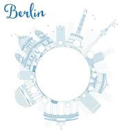 berliner skyline mit blauem gebäude und kopierraum vektor