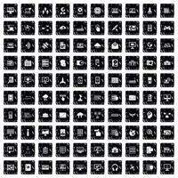 100 Datenbank- und Cloud-Icons gesetzt, Grunge-Stil vektor