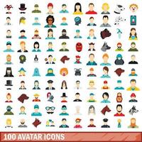 100 Avatar-Icons gesetzt, flacher Stil vektor