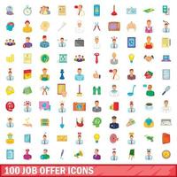 100 Stellenangebote Icons Set, Cartoon-Stil vektor