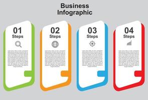 4-stufige bunte Infografik-Elementvorlage. Entwurf für die Präsentation. vektor