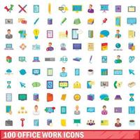 100 Büroarbeitssymbole im Cartoon-Stil vektor