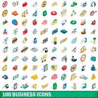 100 Business-Icons gesetzt, isometrischer 3D-Stil vektor