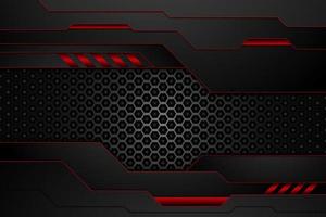 Metallplatte schwarz und kontrastierende rote Streifen auf Stahlgewebe. Vorlage moderner Technologie-Design-Hintergrund. Vektor-Illustration