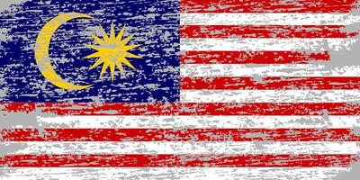 Flagge von Malaysia. Pinsel gemalte Flagge von Malaysia. hand gezeichnete artillustration mit einem schmutzeffekt und aquarell. Flagge von Malaysia mit Grunge-Textur. Vektor-Illustration. vektor