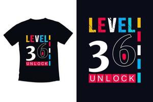 T-Shirt-Design Vintage-Gamer mit Level 36 Geburtstags-Gaming-Shirt-Design vektor