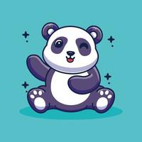 söt panda viftande hand vektor ikonillustration