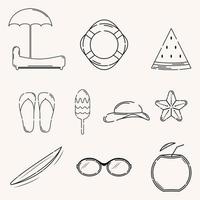 Sommertag Icon Line Art Set vektor