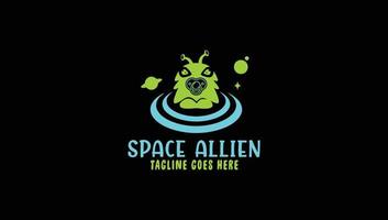 Space Allien Gaming-Logo-Design-Vorlage vektor