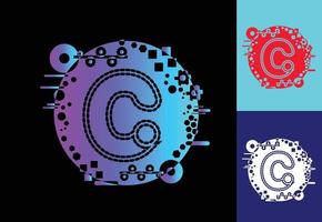 c-teknik logotyp, ikon, t-shirt, klistermärke designmall vektor