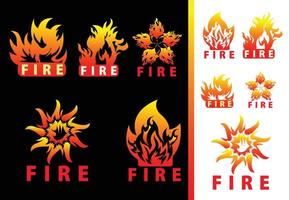 Feuer-Logo, Aufkleber, Symbol und T-Shirt-Design-Vorlage vektor