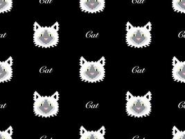 katt seriefigur seamless mönster på svart bakgrund. pixel stil. vektor