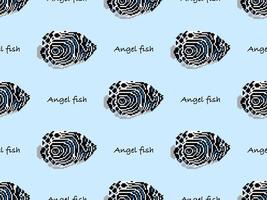 ängel fisk seriefigur seamless mönster på blå bakgrund. pixel stil vektor
