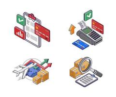 Reihe von Symbolen für das E-Commerce-Online-Shopping-Strategiegeschäft vektor