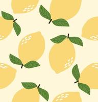 färska citroner platt sömlösa mönster vektor