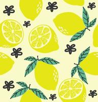 gul citron och citronskiva citrus seamless mönster vektor