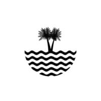 strandlogotyp inspiration, med palmträddesign på vattenvatten. med en svartvit textur. vektor