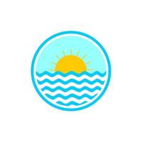 abstrakte naturlogoinspiration, mit sonne auf wasserdesign. vektor