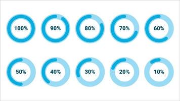 10 till 100 procent infografik skapad med blå cirkelelement, vektor